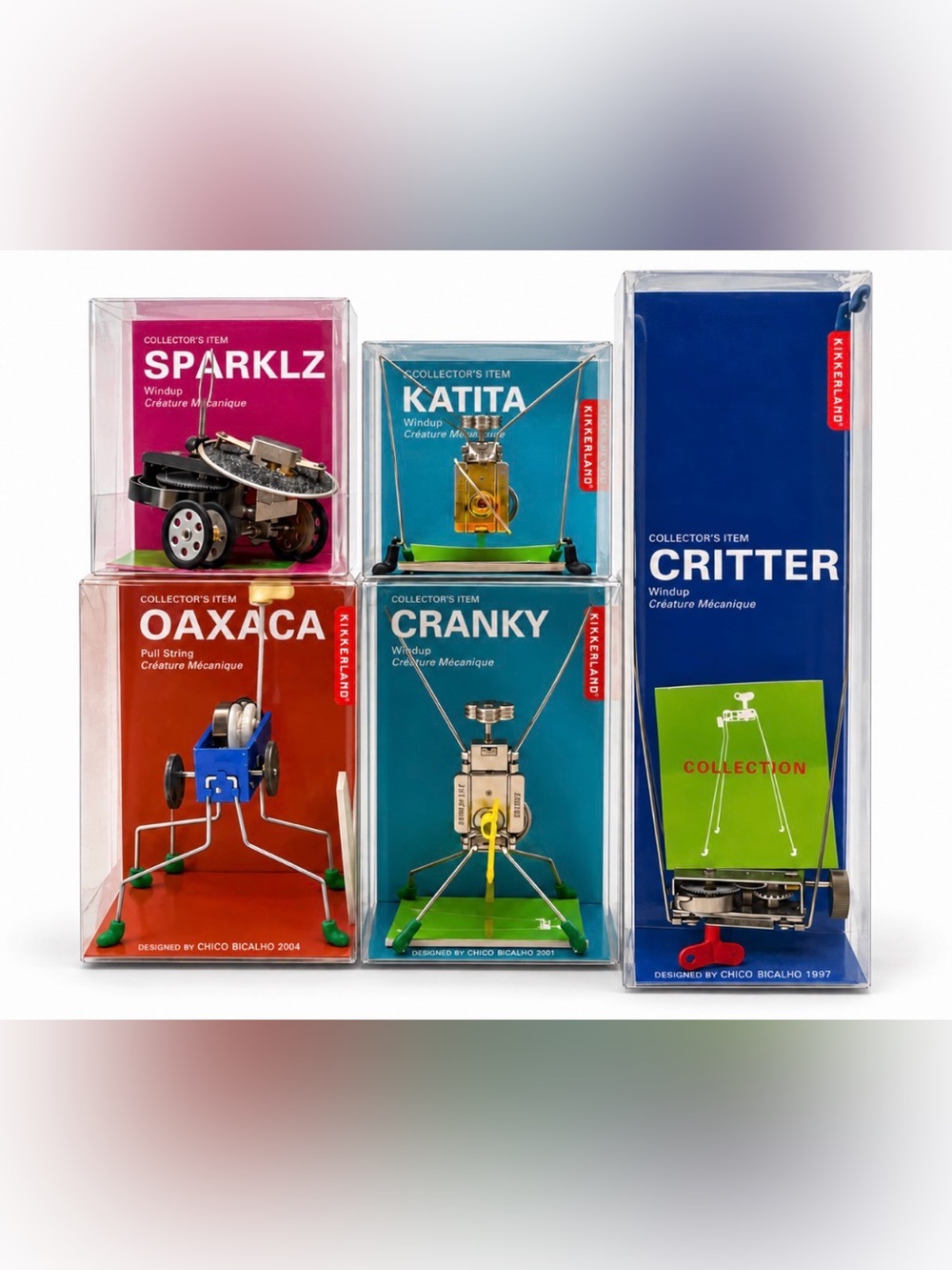 Kikkerland Wind-Up Creature Mecanique Chico Bicalho Lot 5 Boxed Collector’s Item